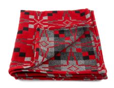 MELIN TREGWYNT 'VINTAGE STAR' THROW, red/grey/black, 100% wool, 210 x 90cms Provenance: private