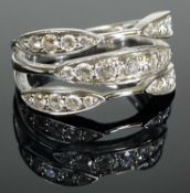 18CT WHITE GOLD DIAMOND TRINITY RING, set with 27 brilliant cut diamonds, totalling approx. 1.