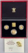 ROYAL MINT 1993 UK GOLD PROOF SOVEREIGN THREE-COIN SET, double, full, and half sovereigns, with COA,