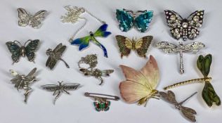 SILVER & ENAMELLED DRAGONFLY PENDANT NECKLACE, 50 x 45mms, 11.8gms, with a number of other