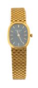 18CT GOLD PATEK PHILIPPE 'ELLIPSE' WRISTWATCH, blue dial with baton hour markers, 18ct gold