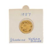 VICTORIAN GOLD HALF SOVEREIGN, 1887, Jubilee head, shield back Provenance: private collection