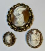 9CT GOLD MOUNTED CARVED CAMEO BROOCH, 34 x 28cms, gross weight approx. 7.4gms, Victorian cameo