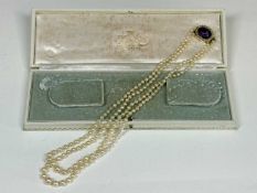 CULTURED PEARL NECKLACE, double strand, well matched pearls, largest 7mms (diam.), united by