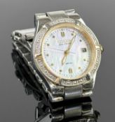 CITIZEN 'ECO-DRIVE' LADIES' QUARTZ STAINLESS STEEL WRISTWATCH with mother of pearl dial and date