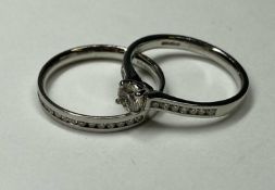 DIAMOND SOLITAIRE RING & MATCHING DIAMOND SET WEDDING RING, solitaire ring set with a brilliant of