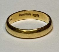 22CT GOLD WEDDING RING, sponsor's mark 'DPD Birmingham 1990', size M-N, 4.2gms Provenance: private