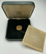 ISLE OF MAN BICENTENARY GOLD COMMEMORATIVE COIN, 1965, weight approx. 4g, with original green box