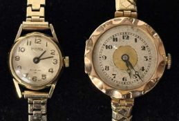 VINTAGE 9CT GOLD CASED LADIES' WRISTWATCH, the back cover inscribed and dated 1935, on a later