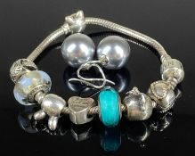 PAIR OF TAHITIAN GREY CULTURED PEARL EARRINGS, signed 'A. Santo', approx. 12mms (diam.), mounted