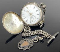 VICTORIAN SILVER HUNTER POCKET WATCH by Thomas Russell & Son, hallmark Chester 1878, movement signed
