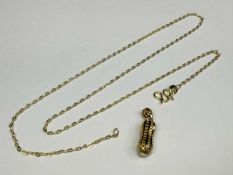 YELLOW METAL 'PEANUT' PENDANT with fine link chain, both marked '965', 4g gross Provenance: