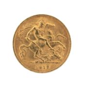 GEORGE V GOLD HALF SOVEREIGN, 1912, 4g Provenance: private collection Cardiff Comments: minor wear.