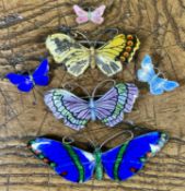 JOHN ATKINS & SONS ENAMELLED STERLING SILVER BUTTERFLY BROOCHES including (in size order), 2393,