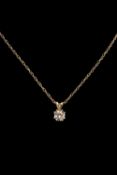 14CT GOLD SOLITAIRE DIAMOND PENDANT ON CHAIN, diamond approx. 0.25ct, gross wt. 1.61g Comments: very