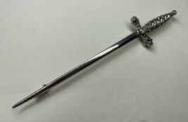 VICTORIAN DIAMOND ENCRUSTED RAPIER BROOCH, set with old round cut stones totalling approx. 1ct,