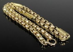 VICTORIAN 9CT GOLD FANCY CHAIN LINK CHOKER NECKLACE (converted from a watch chain), unmarked but
