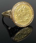 QUEEN VICTORIA HALF SOVEREIGN RING, 1897, mounted in 9ct gold, size R, gross weight 9.6g Provenance: