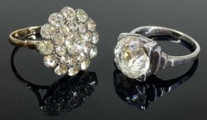 9CT GOLD & PASTE SET CLUSTER RING, size M, head size 16mms, gross weight approx. 6g; also an Art