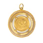 VICTORIAN GOLD SOVEREIGN, 1895, Veiled head, in yellow metal pendant mount, 15.3gms Provenance: