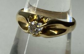 DIAMOND RING, central brilliant cut stone approx. 0.25cts, mounted in 14ct gold ring, size L, 3.3g