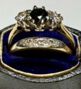 DIAMOND FIVE-STONE RING, set with small old round-cut diamonds, total diamond weight approx. 0.
