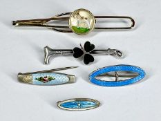 THREE SILVER & ENAMELLED BROOCHES BY CHARLES HORNER, 32mms the largest, silver and enamelled