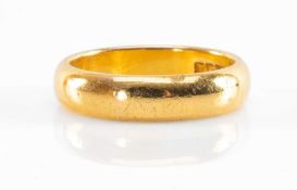 22CT GOLD BAND, ring size J, 6.6gms Provenance: private collection Swansea, by family descent