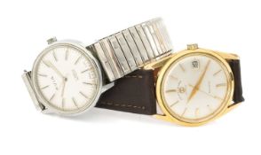FAVRE-LEUBA 'DAYMATIC' GOLD PLATED WRISTWATCH, Ref. 59592, manual wind movement, brushed silvered