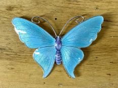 JOHN ATKINS & SONS ENAMELLED SILVER BUTTERFLY BROOCH, number 2377, 64 x 45mms, 19.3gms Provenance: