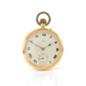 VICTORIAN 18K GOLD ZODIAC KEYLESS-WIND POCKET WATCH, Swiss jewelled 3/4 plate lever movement, case