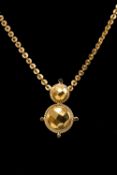 INDIAN GOLD THALI PENDANT ON CHAIN, probably 22K, faceted pendant supposedly worn by married