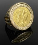 GEORGE V HALF SOVEREIGN RING, 1912, in 9ct gold mount, size O, gross weight 8.3g Provenance: private