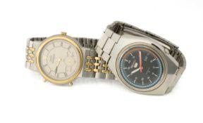 TWO SEIKO BRACELET WATCHES, comprising Seiko-5 automatic day-date stainless-steel watch, ref. 6309-