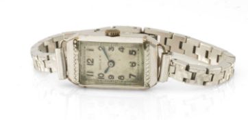ROLEX 9K WHITE GOLD & DIAMOND COCKTAIL WATCH, import marks for Glasgow 1933, 15J Swiss Rolco