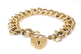9CT GOLD PADLOCK CLASP BRACELET, 18.6g Provenance: private collection Cardiff Comments: some links