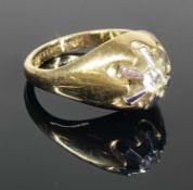 GENTS CUBIC ZIRCONIA SOLITAIRE RING in 14ct gold, size T-U, 7.9gms Provenance: private collection