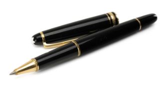 MONTBLANC MEISTERSTUCK BALLPOINT PEN, black resin with gold plated mounts, ser. no. CB222*, 13.