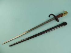 FRENCH 1874 PATTERN 'GRAS' BAYONET, triangular section blade, inscription dated 1880, with scabbard,