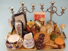 ASSORTED ITEMS, including gavel, Wileman china milk jug, other decorative ceramics, silver-plated