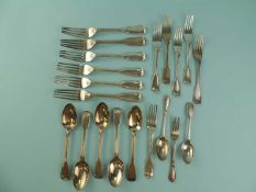 ASSORTED SILVER FLATWARE, including six Victorian tablespoons, Chawner & Co., London 1845; six