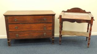 FRENCH FRUITWOOD & WALNUT COMMODE, 19th century, 87 (h) x 129 (w) x 56cms (d); together with a