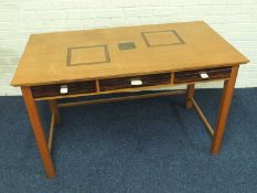 OAK, COROMANDEL & MACASSAR EBONY LIBRARY TABLE, unmarked, attributed to the studio of David