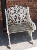VICTORIAN CAST-IRON CRABSTOCK GARDEN SEAT in the Coalbrookdale style, 87 (h) x 62cms (w) Provenance: