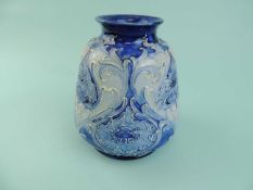 MOORCROFT MACINTYRE FLORIAN WARE VASE, tube lined and decorated in dark and light blue cornflower