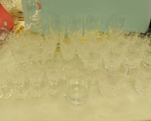WATERFORD CRYSTAL PART SUITE OF 'COLLEEN' DRINKING GLASSES, 22 pieces; with other cut-glass ware,