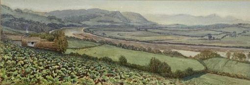 JOSEPH HUGHES CLAYTON (1870-1929) watercolour - extensive landscape looking over river, signed lower