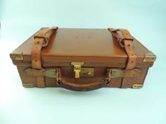 BRASS & LEATHER-BOUND OAK SHOTGUN CARTRIDGE MAGAZINE, James Purdey & Sons, lid initialled 'H.C.