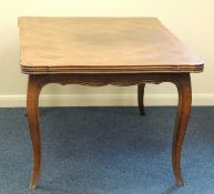 FRENCH OAK DRAW-LEAF DINING TABLE with marquetry top, on slender cabriole legs, 148 (l) x 99cms (