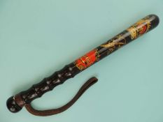 EDWARDIAN PAINTED WOOD TRUNCHEON, decorated with a crown above ER cypher and constable cartouche,